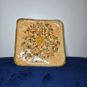 Hand Painted Square Wave Serving Plate Made In Italy